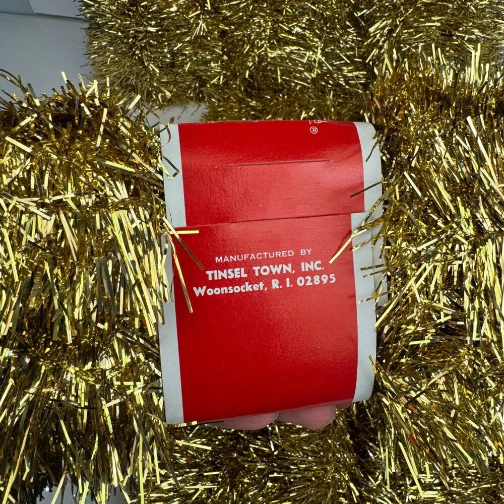 6 Vtg Gold Garland Tinsel Town 18 ft each Strand Christmas Holiday Prop USA Made